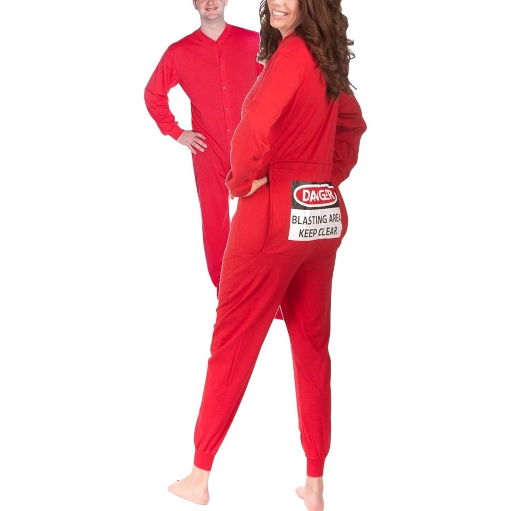 NWT Unisex Big Feet Pajama Adult Onesie Blast Area‎ Long John Union Suit Red XL